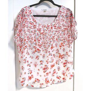 Calvin Klein Flutter Sleeve Floral Top sz L